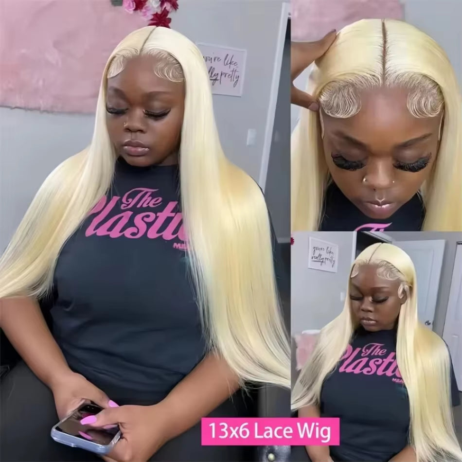 250 Density Human Hair Wigs Blonde 613 Lace Front Wigs 13X6 Straight Human Hair Lace Frontal Wig Brazilian Hair Wigs for Women