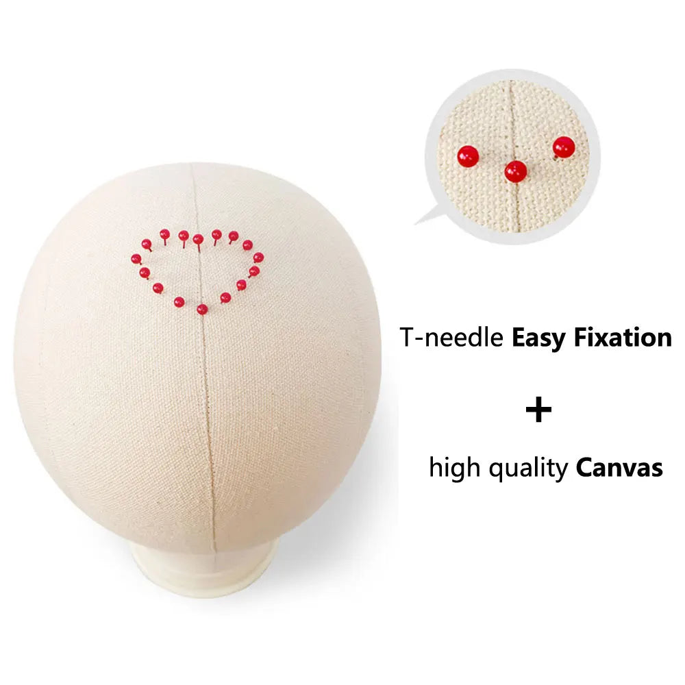 Canvas Wig Head Wig Stand 21-24Inch Mannequin Head for Hairstyling Displaying Making Wig Stand with Head Wig Supports Holder