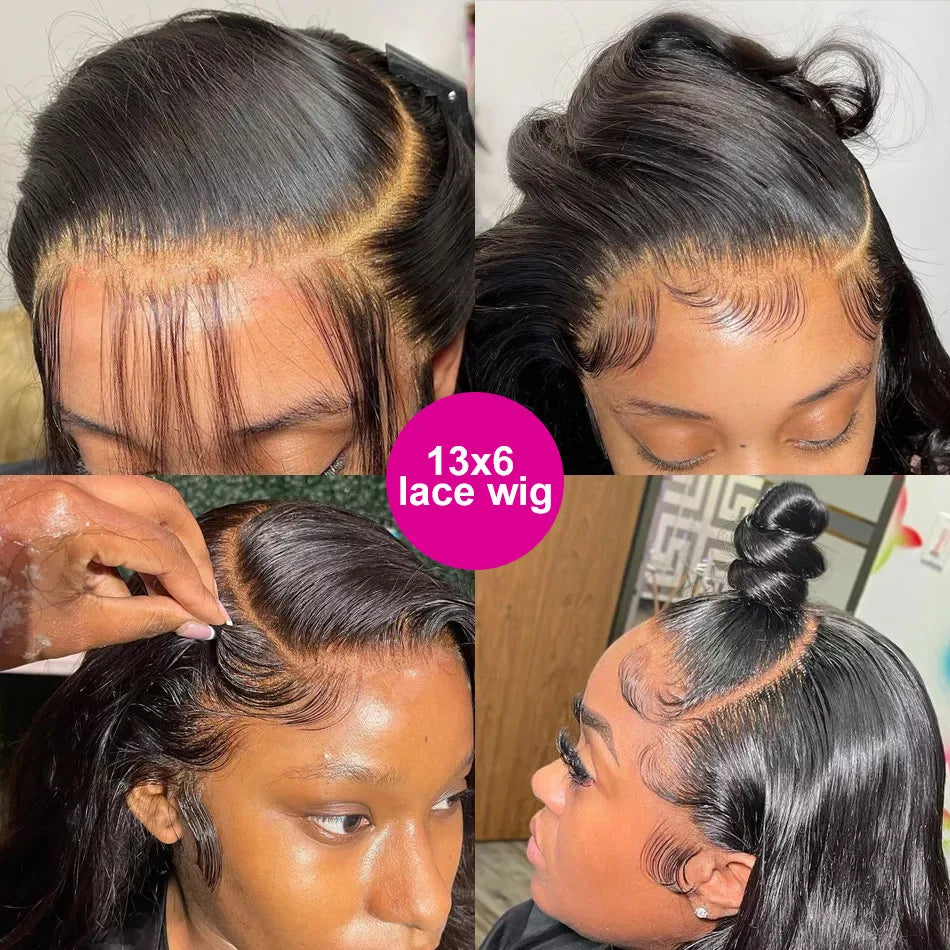 30 40 42 Inch 13X4 13X6 HD Transparent Bone Straight Lace Front Wig 200 Density Brazilian Lace Frontal Wigs Human Hair for Women