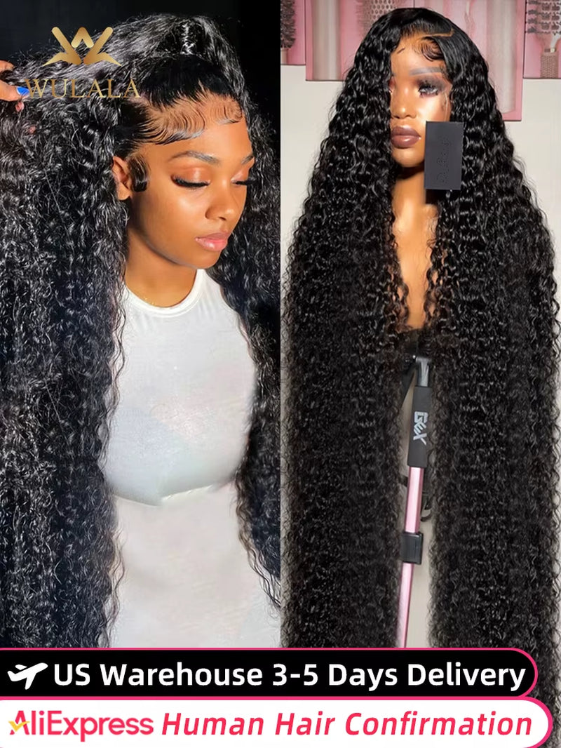 250 Density Water Deep Wave Lace Frontal Wig 13X4 13X6 360 Hd Curly Human Hair 30 40 Inch Lace Front Wigs for Women Pre Plucked