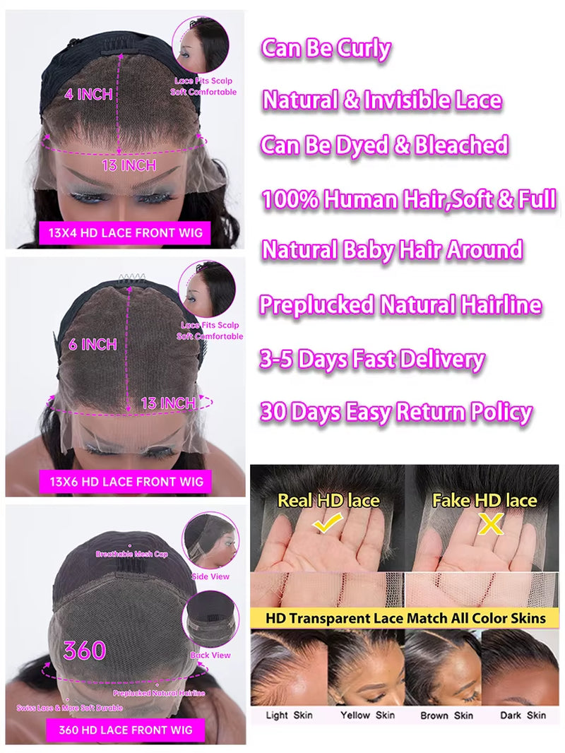 250 Density Water Deep Wave Lace Frontal Wig 13X4 13X6 360 Hd Curly Human Hair 30 40 Inch Lace Front Wigs for Women Pre Plucked
